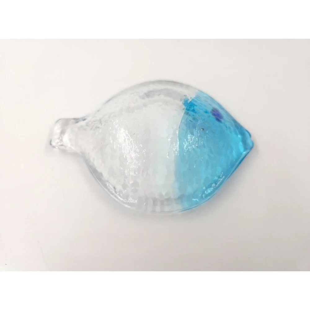 Unbranded Blue Clear Glass Fish Vintage Spoon Rest or Ashtray Multi Color